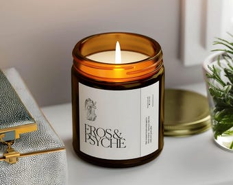 Eros & Psyche Duftkerze | Kokosnuss-Aprikosen-Wachs, Geschenk der griechischen Mythologie