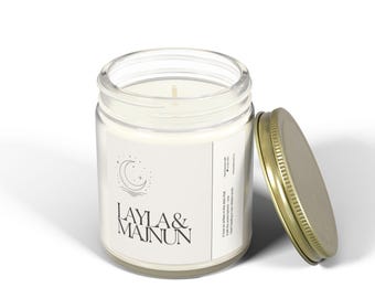 Layla & Majnun Kerze - Literarisches Romantik Geschenk Inspiriert von einer zeitlosen Liebesgeschichte | Duftend oder nicht Duftend | Elegante Kokosnuss-Apricot-Wachskerze