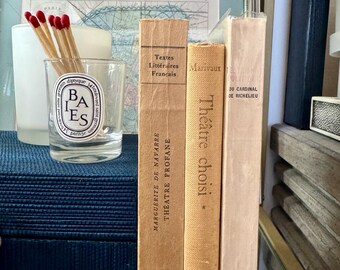 Vintage French Literature Bundle: Richelieu, Marivaux, Marguerite de Navarre | 1947–1963 | Cream Shelf Styling