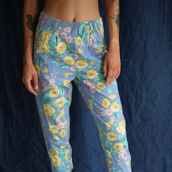 High waist pants / 90s Floral Pants / Coastal Grandmother / Florida Pants