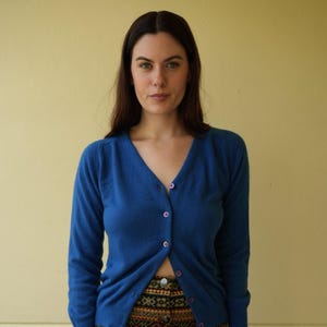 1960s Cobalt Blue Cardigan Sweater / Mid Century Sweater / 1960's Cardi