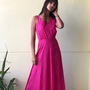 1930&#39;s Shocking Pink Dress / Sleeveless Evening Party Dress / Taffeta Party Dress / Holiday Party Dress / New Years Eve