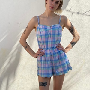 1980&#39;s Playsuit / Cotton Bather / Pinup Swim Suit / Swimming Suit / Sun Suit / Romper / Summer Vacation Swimmy / Fifties 1950&#39;s Style
