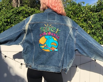 VIntage 90's Denim Jacket / Oversized Denim Jacket / Extra Large Trucker Jacket / Gender Neutral