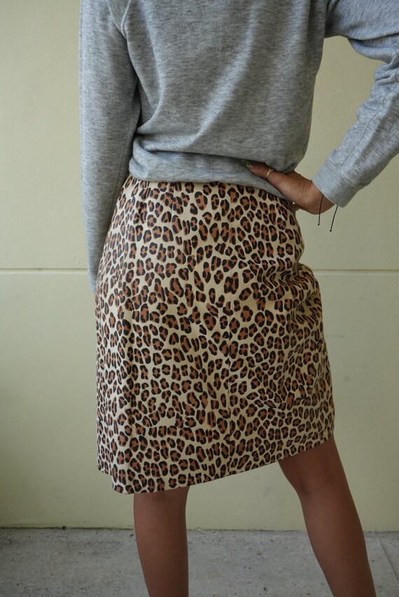 Leather Mini Skirt /Leopard Animal Printed Wrap S… - image 8