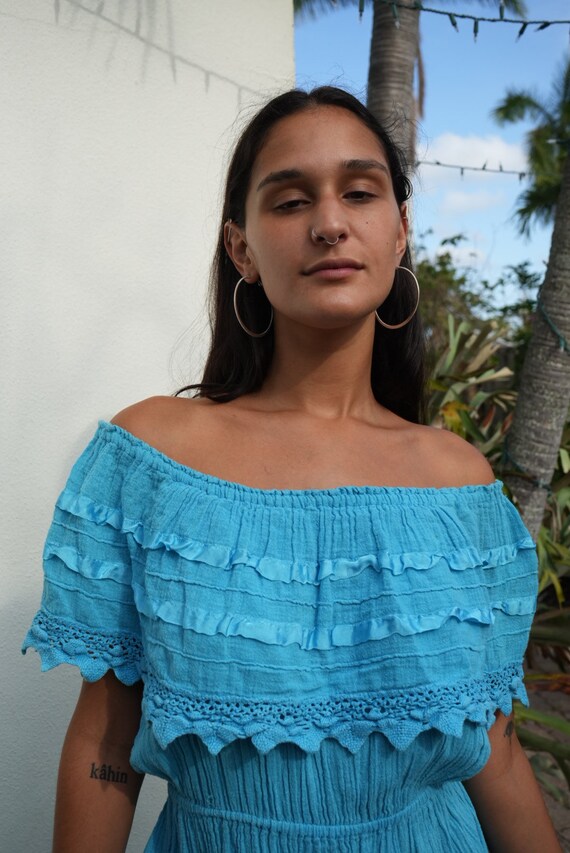 70's Strapless Cotton Dress main image 1