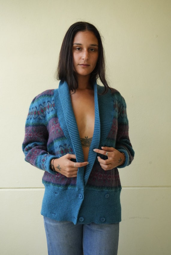 Oversized Wool Cardigan / Laura Ashley Knit Sweat… - image 1