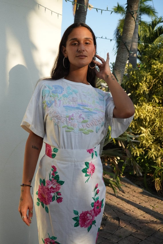 VINtage Embroidered Cotton Tshirt / Save the Fores