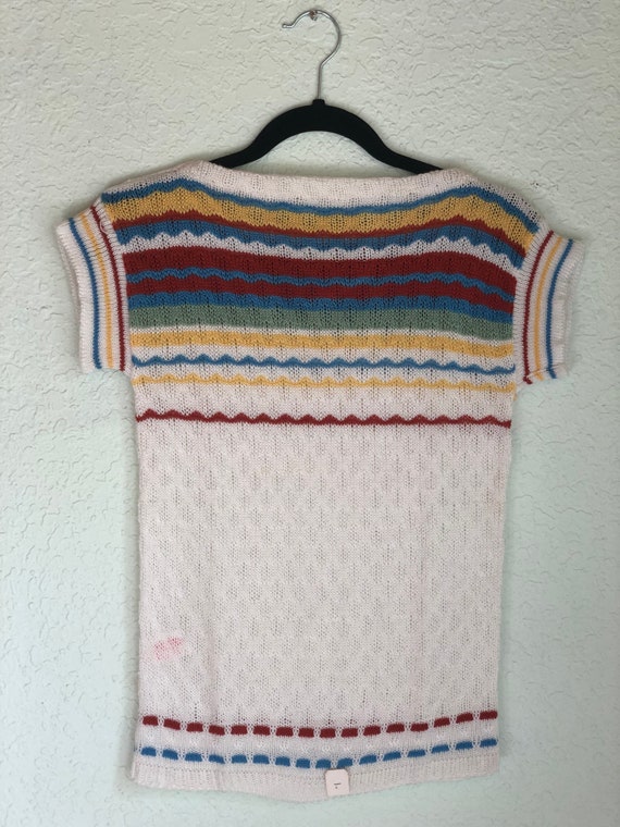 Stripe 70's Knit Top / Boat Neck Sweater / 1970's… - image 5