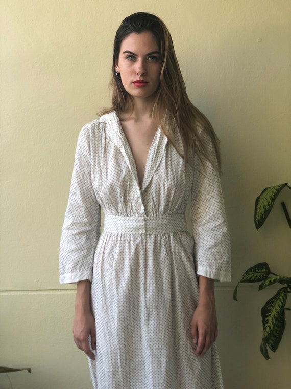 Antique Cotton Dress / 1910's Cotton Workwear Dre… - image 3