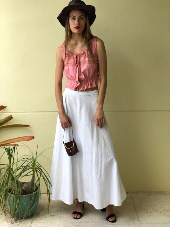 Antique Maxi Skirt / Victorian White Skirt / Vinta