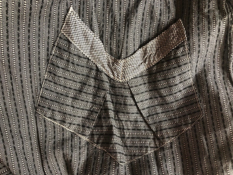 Antique Chore Dress / 1910's Cotton Workwear Tunic / Gray Calico Printed Dress / Original Workwear Dress / Teens Antique / Check Dress image 9