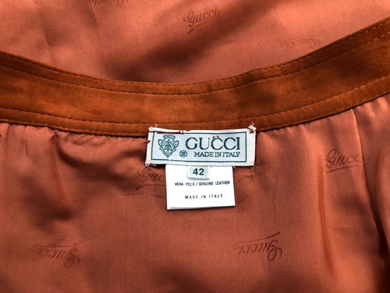 Vintage Gucci Suede Leather Skirt / 1980's Suede … - image 10