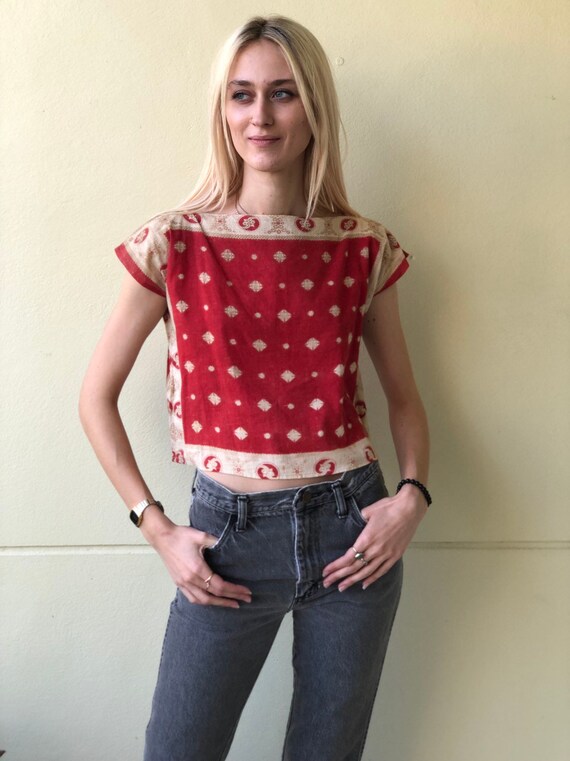 Antique Turkey Red Bandana Blouse / Bandana Printe