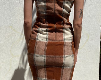 L.A.M.B Vintage Fall 2006 Wool Dress / 50s Style Wiggle Dress / Leopard Lined Wool Hourglass Dress