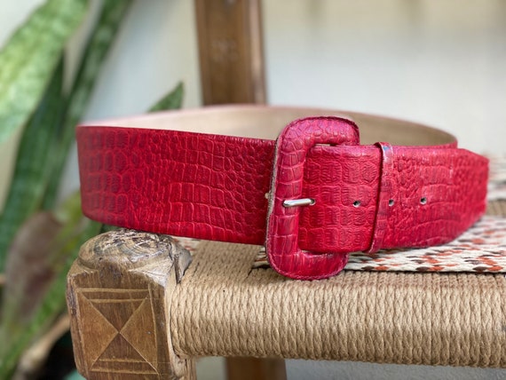 Red Reptile Snakeskin / High Waist Belt / The Ritz