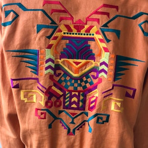 Oversized Jacket / Vintage Linen Jacket / 90's Southwest Vintage Jacket / Embroidered Orange Cotton Blazer / Linda Allard for Ellen Tracy image 4