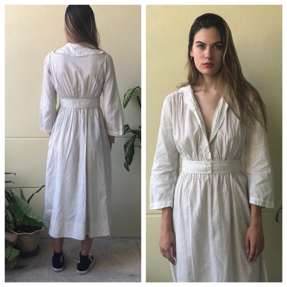 Antique Cotton Dress / 1910's Cotton Workwear Dre… - image 2