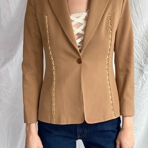 y2k Vertigo Blazer / Camel Designer Jacket / Brown Blazer / 90&#39;s 00&#39;s Aughts Jacket / Workwear