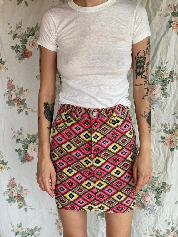 1990's Guess Mini Skirt / Southwest Printed Jean S