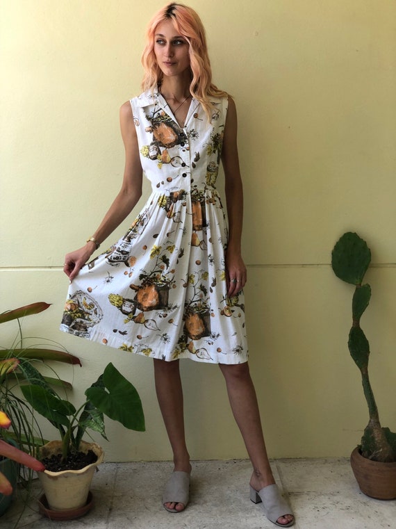 50s Novelty Dress / Rare Novelty Print / Fifties N