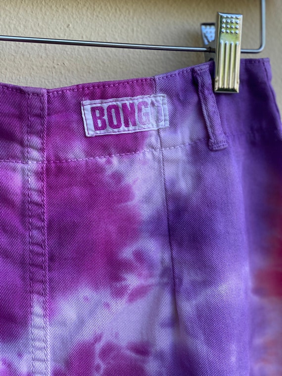 1980s Bongo Mini Skirt / Tie Dye Pinks Denim Skir… - image 6