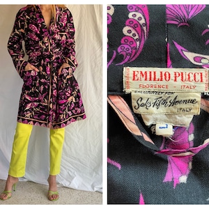 1960&#39;s Emilio Pucci Robe / Sixties Summer Beach Cover Up / Loungewear Duster / Designer Womenswear / Resortwear
