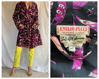 1960's Emilio Pucci Robe / Sixties Summer Beach Cover Up / Loungewear Duster / Designer Womenswear / Resortwear