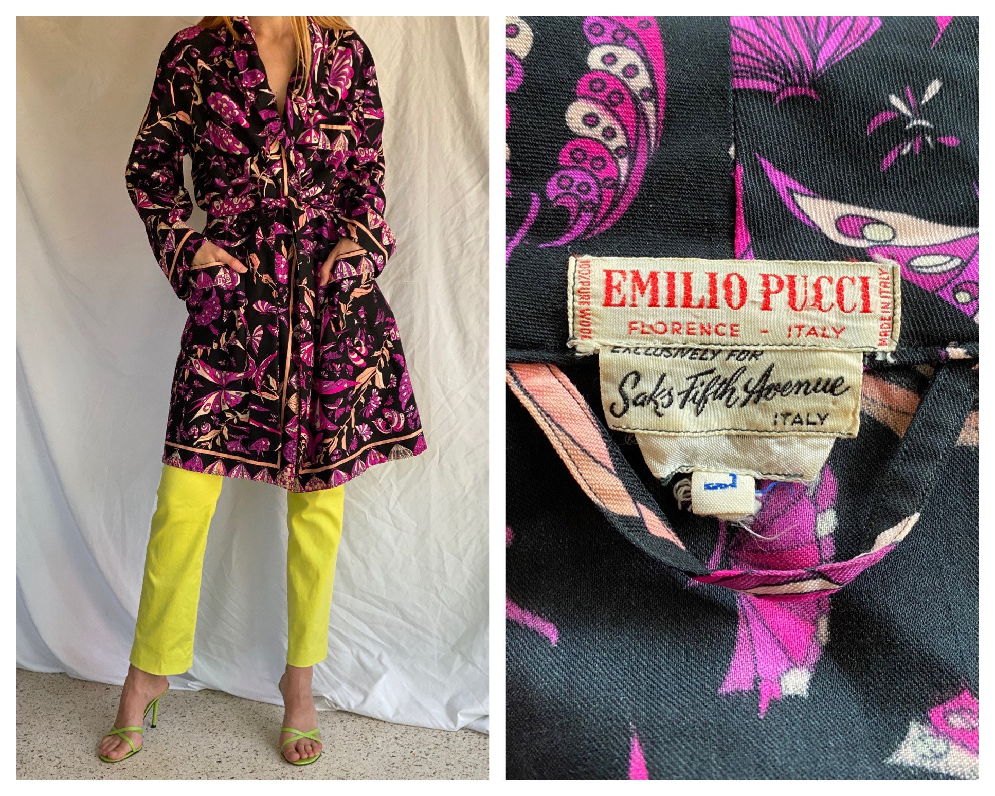Vintage Emilio Pucci 1960s Signature Kaleidoscope Print 60s Velvet A Line  Dress
