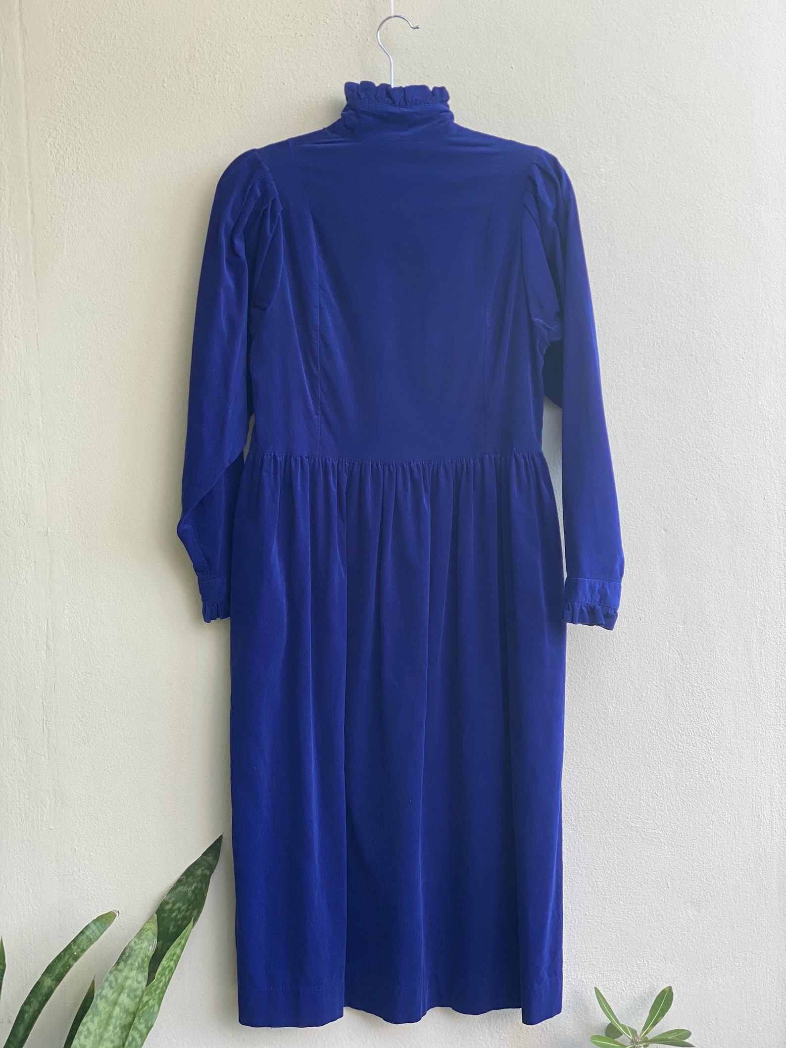 Vintage High Neckline Dress / Laura Ashley Dress / Navy Blue | Etsy