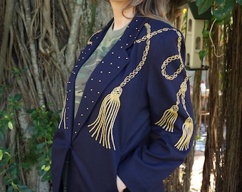 ジャケット・アウター 80s 90s EURO linen studs design jacket 80s 90s EURO linen studs design jacket