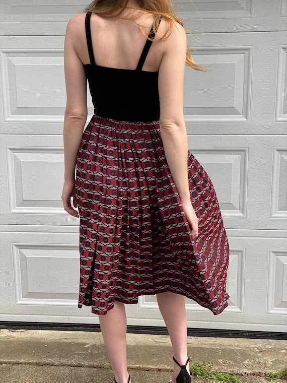 1950s Velvet Dress / Plaid Party Dress / Red & Bl… - image 2