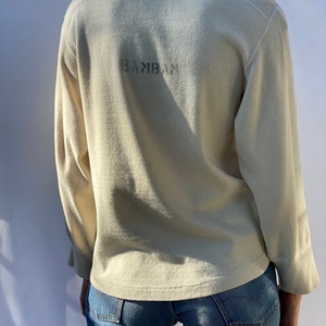 Wool + Cotton Henley Sweater / BAM BAM 1960&#39;s Oatmeal Shirt / Army Issue / Underwear / Wool and Cotton Blend / Unisex  / Cream Wool Knitwear