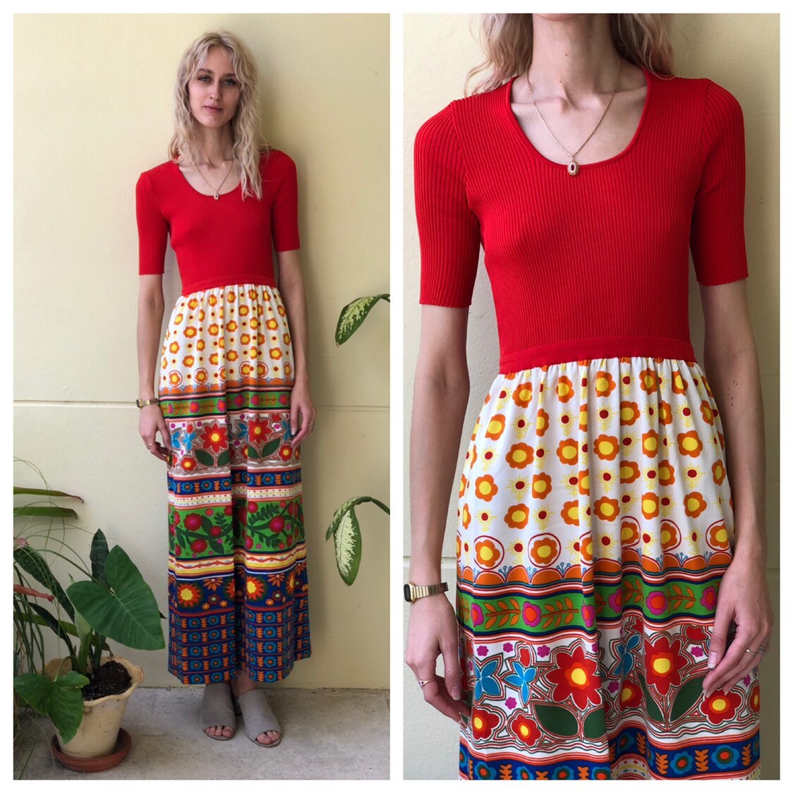 Vintage Goldworm Dress / 1960's Maxi 