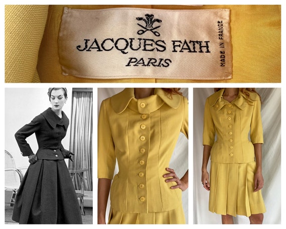 RARE 1950's Jacques Fath Suit / Haute Couture Fif… - image 1