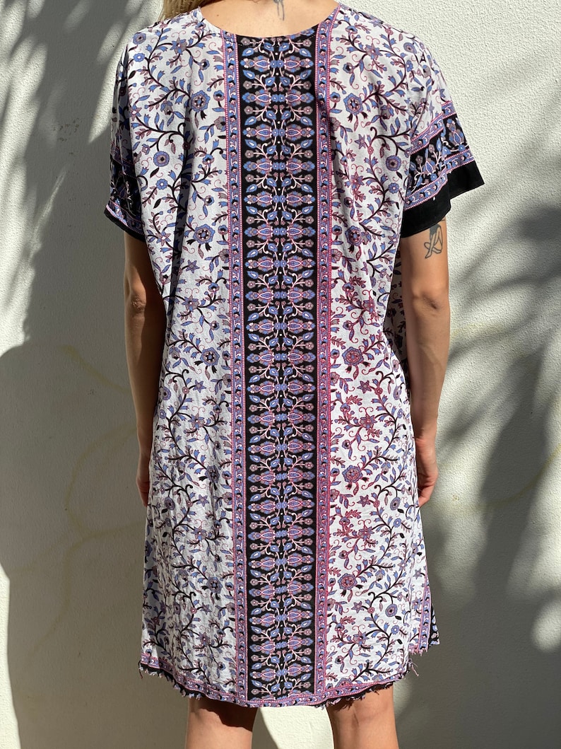 Vintage Tunic Dress Oversized Cotton Tunic Shift Shirt Dress Indian Cotton Printed Dress Summer Easy Dress