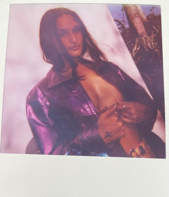 90's Leather Jacket / Nineties Shiny Metallic Pur… - image 6