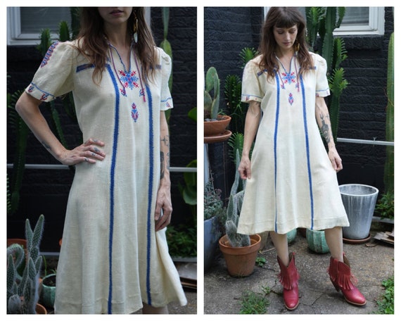 Vintage 1930s Dress / Rare Embroidered Cotton Dre… - image 1