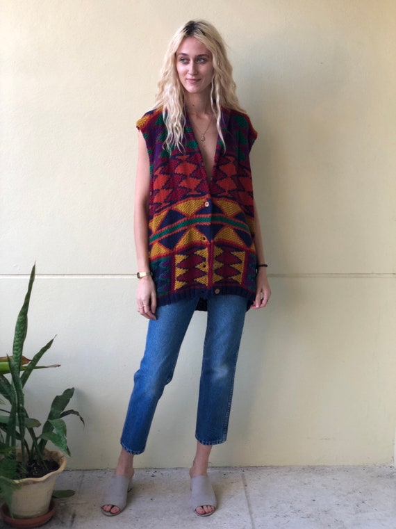 Vintage Cotton Sweater / Oversized Knit Cardigan /