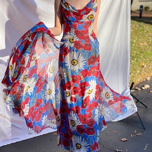 1940's Silk Gown / Sophie Originals for Saks Fifth Avenue / Forties Garden Party Gown / Open Back Gown / Silk Chiffon Dress