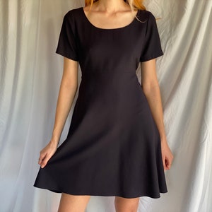 90's Wool Mini Dress / DKNY Mini Dress / Scoop Neck Wool Mini Skater Dress for Winter image 9