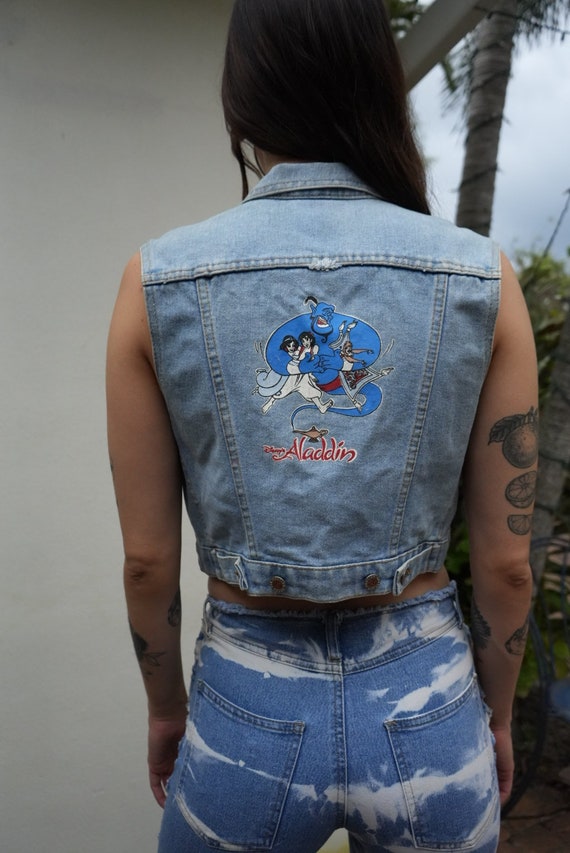 Nineties Denim Vest / Aladdin Disney Movie Cropped