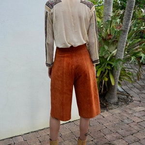 70s Leather Gaucho Pants / Copper Brown Suede Leather Pants / Seventies High Waist Gauchos / High Waist Trousers / High Waters image 4
