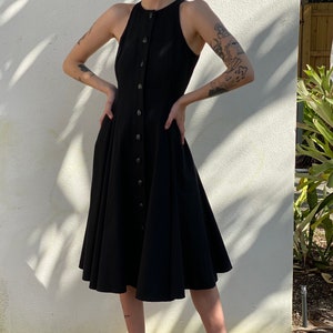 Cotton Summer Dress / Wedding Guest Dress / Resort Vacation Dress / 1980's Designer Dress / Black Structural Dress image 8