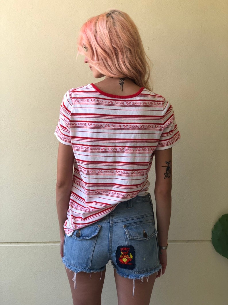 30 Waist Denim Cut Offs FOXY Denim Shorts low Rise Patched Denim Hot Pants Patchwork Light Wash Jean Shorts Fox with a big Heart