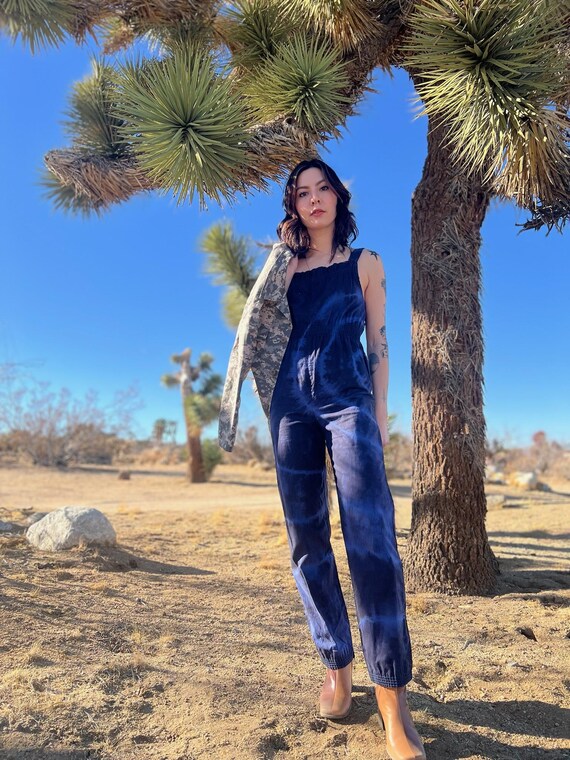 1970s Blue Cotton Jumpsuit / Bibbed Overall Jumps… - image 5