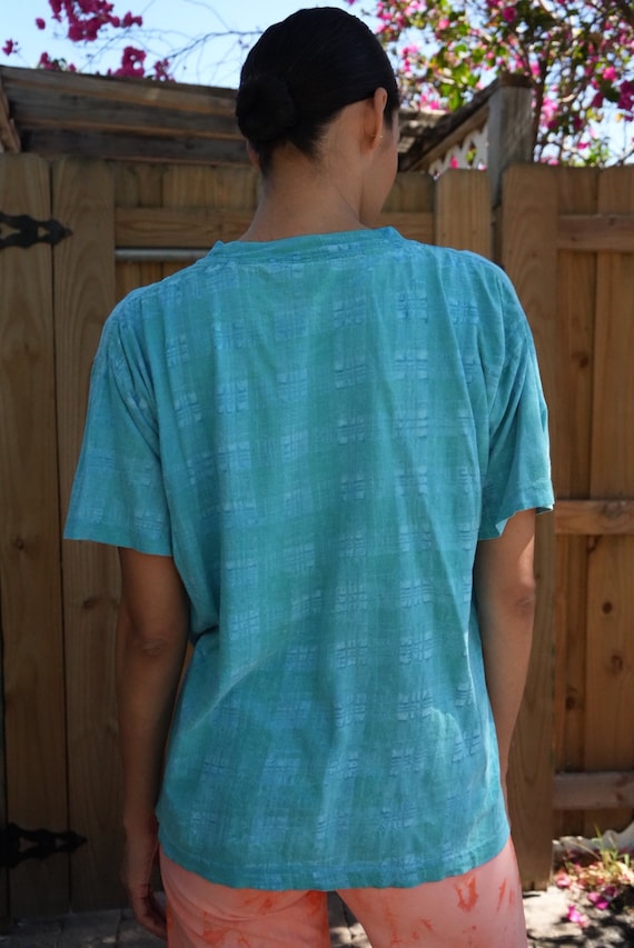 80's Tshirt /Earth Tribe Surf Tshirt / Aqua Blue … - image 5