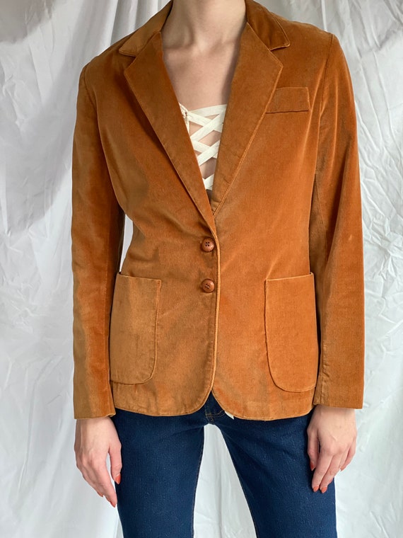 1970s Velvet Jacket / Copper Brown Velvet Suit / … - image 8