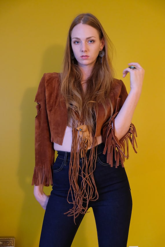 Fringe Suede Jacket / Vintage Leather Cropped Jack