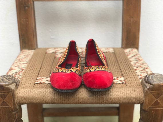 Vintage Velvet Shoes / Embroidered Grasshopper Sh… - image 5